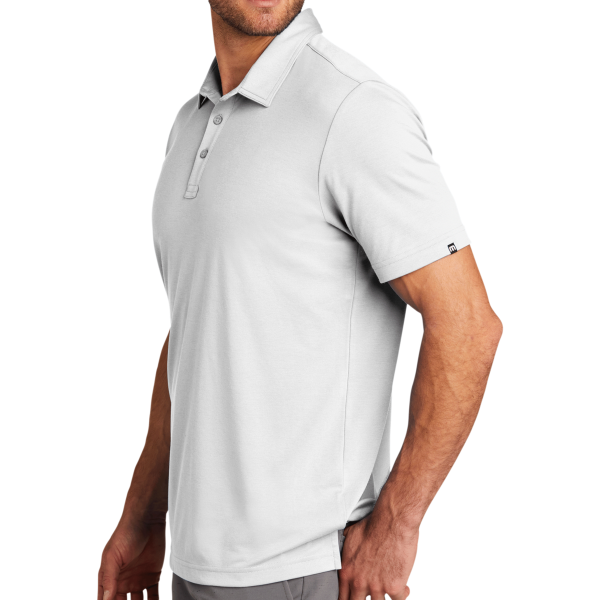Travis Mathew Oceanside Solid Polo, White, Left Sleeve view