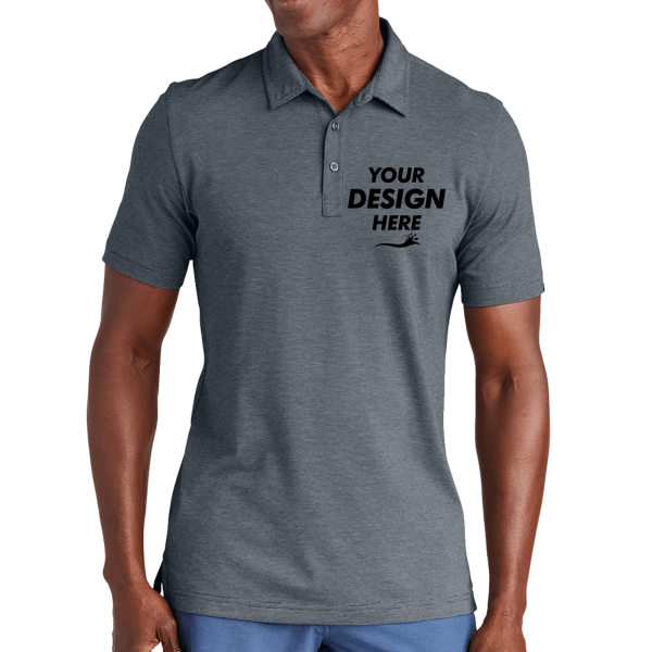 Travis Mathew Sunnyvale Polo, Blue Nights Heather, Front view, Mockup