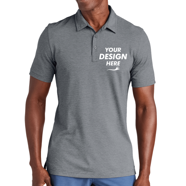 Travis Mathew Sunnyvale Polo, Dark Grey Heather, Front view, Mockup