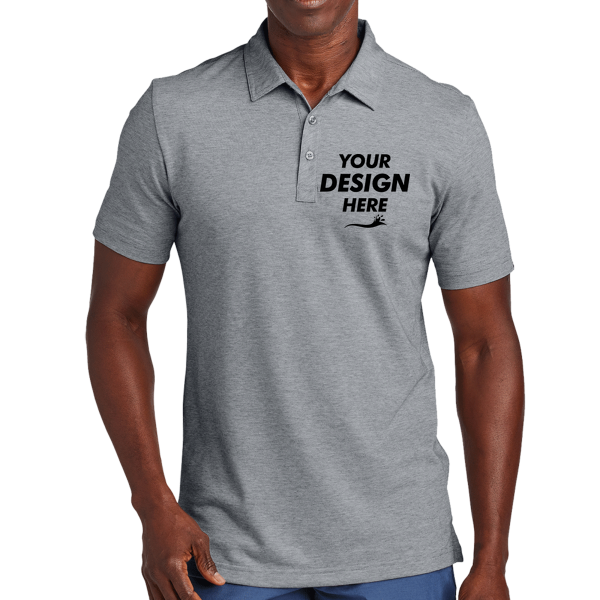 Travis Mathew Sunnyvale Polo, Light Grey Heather, Front view, Mockup