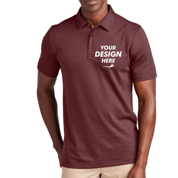 Travis Mathew Sunnyvale Polo, Oxblood Heather, Front view, Mockup