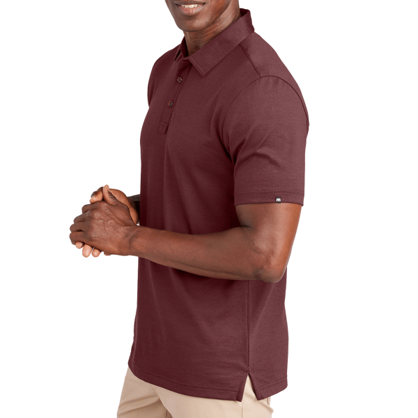 Travis Mathew Sunnyvale Polo, Oxblood Heather, Left Sleeve view