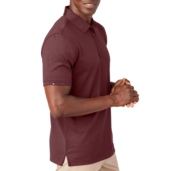 Travis Mathew Sunnyvale Polo, Oxblood Heather, Right Sleeve view