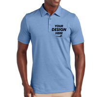Travis Mathew Sunnyvale Polo, Strong Blue Heather, Front view, Mockup