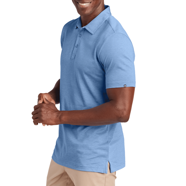Travis Mathew Sunnyvale Polo, Strong Blue Heather, Left Sleeve view