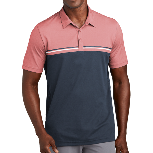 Travis Mathew Sunset Blocked Polo, Cardinal Heather / Blue Nights, Front view