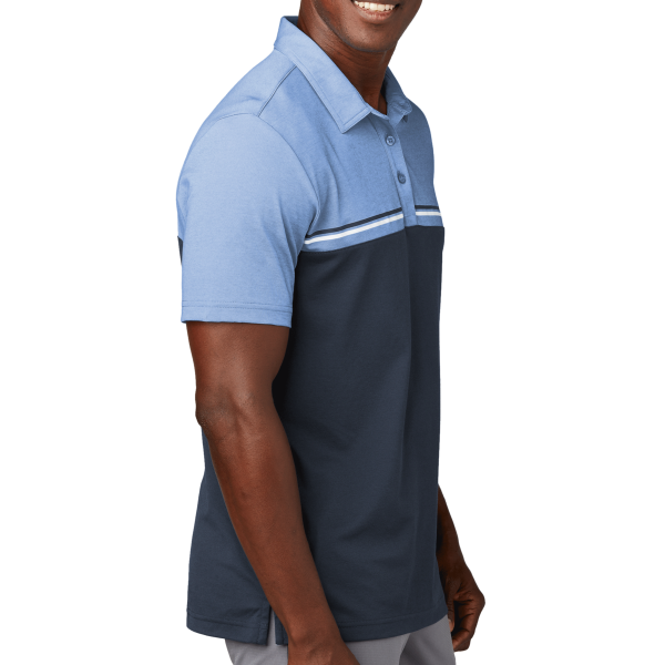 Travis Mathew Sunset Blocked Polo, Riviera Heather / Blue Nights, Right Sleeve view