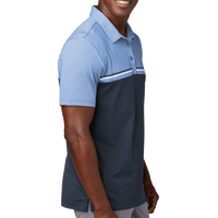 Travis Mathew Sunset Blocked Polo, Riviera Heather / Blue Nights, Right Sleeve view