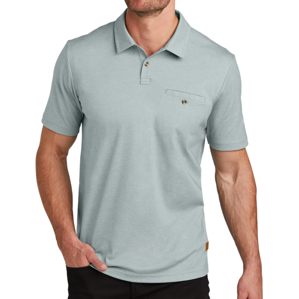 Travis Mathew Sunsetters Pocket Polo, Balsam Green Heather, Front view