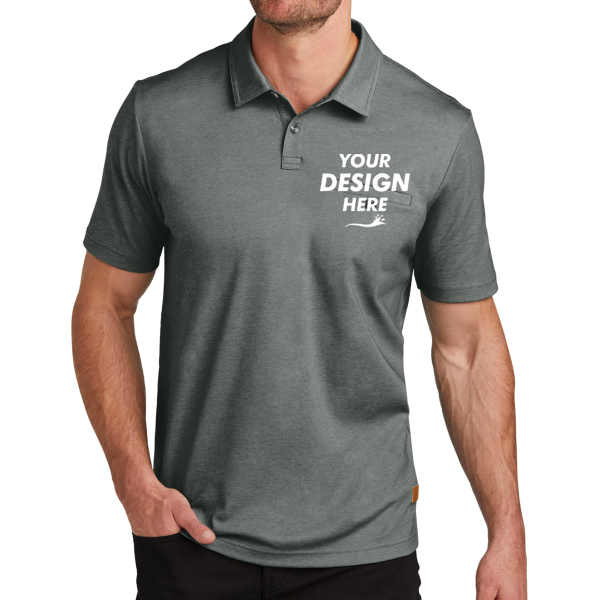 Travis Mathew Sunsetters Pocket Polo, Black Heather, Front view, Mockup