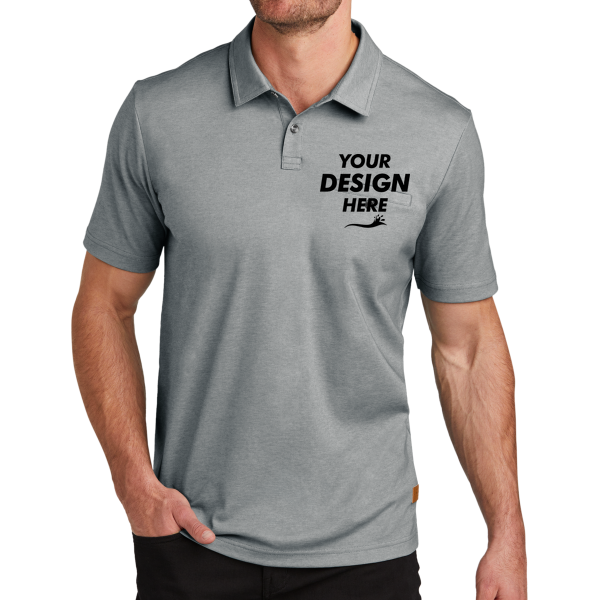 Travis Mathew Sunsetters Pocket Polo, Grey Heather, Front view, Mockup