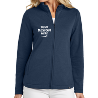 Travis Mathew Women's Coveside Full Zip, Blue Nights, Front view, Mockup