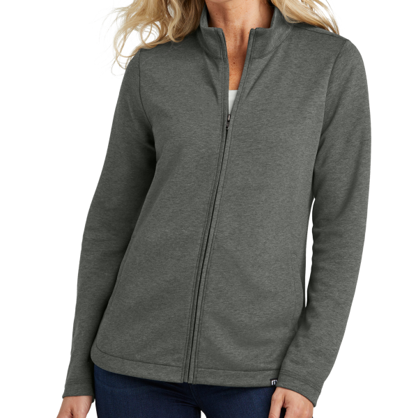 Travis Mathew Women's Coveside Full Zip, Dark Grey Heather, Front view