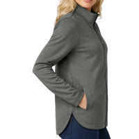 Travis Mathew Women's Coveside Full Zip, Dark Grey Heather, Right Sleeve view