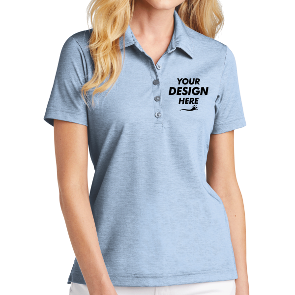 Travis Mathew Women's Oceanside Heather Polo, Allure Heather, Front view, Mockup