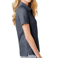 Travis Mathew Women's Oceanside Heather Polo, Blue Nights Heather, Right Sleeve view