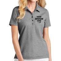 Travis Mathew Women's Oceanside Heather Polo, Quiet Shade Grey Heather, Front view, Mockup