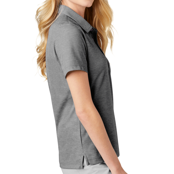 Travis Mathew Women's Oceanside Heather Polo, Quiet Shade Grey Heather, Right Sleeve view