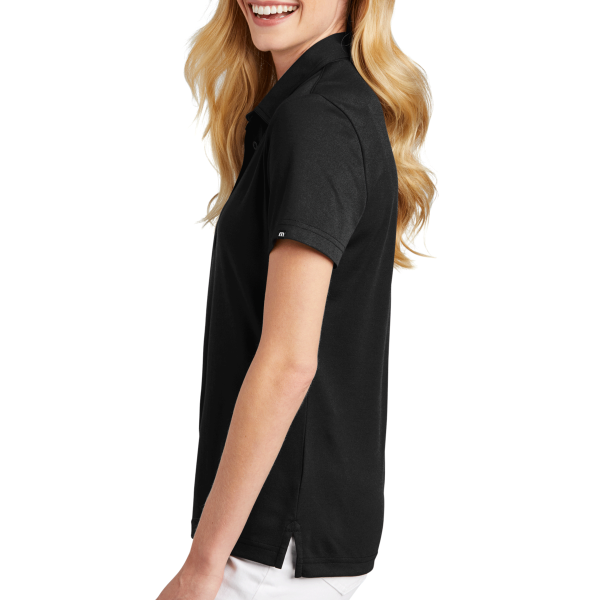 Travis Mathew Women's Oceanside Solid Polo, Black, Left Sleeve view