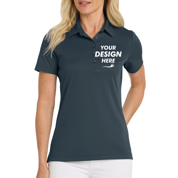 Travis Mathew Women's Oceanside Solid Polo, Blue Nights, Front view, Mockup