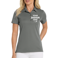 Travis Mathew Women's Oceanside Solid Polo, Quiet Shade Grey, Front view, Mockup