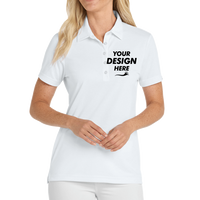 Travis Mathew Women's Oceanside Solid Polo, White, Front view, Mockup