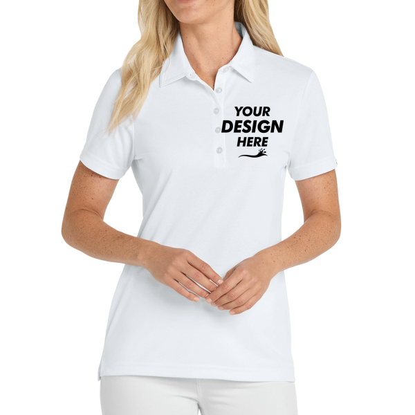 Travis Mathew Women's Oceanside Solid Polo, White, Front view, Mockup