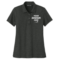 Travis Mathew Women's Sunnyvale Polo, Black Heather, Front view, Mockup