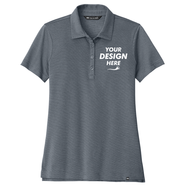 Travis Mathew Women's Sunnyvale Polo, Blue Nights Heather, Front view, Mockup