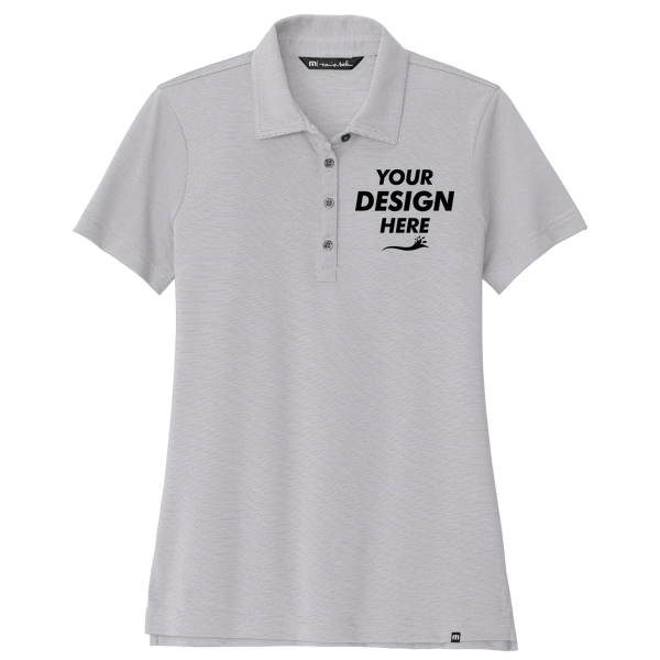 Travis Mathew Women's Sunnyvale Polo, Light Grey Heather, Front view, Mockup
