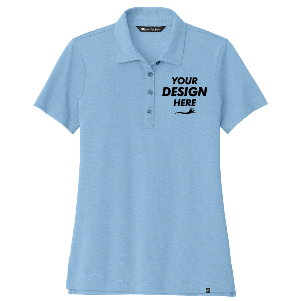 Travis Mathew Women's Sunnyvale Polo, Strong Blue Heather, Front view, Mockup