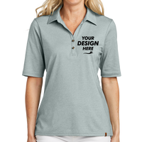 Travis Mathew Women's Sunsetters Polo, Balsam Green Heather, Front view, Mockup