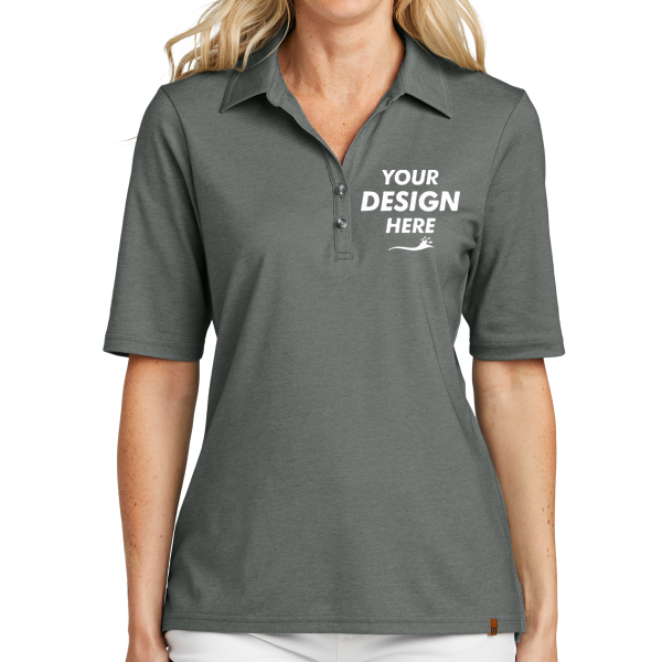 Travis Mathew Women's Sunsetters Polo, Black Heather, Front view, Mockup