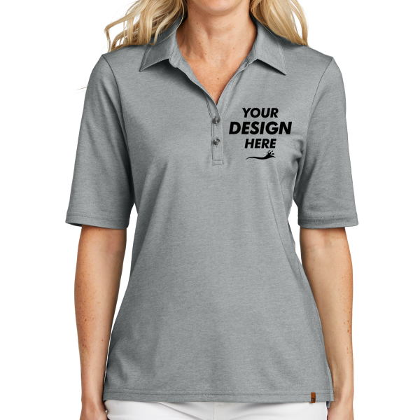 Travis Mathew Women's Sunsetters Polo, Grey Heather, Front view, Mockup