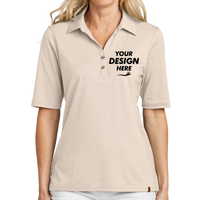 Travis Mathew Women's Sunsetters Polo, Natural Heather, Front view, Mockup