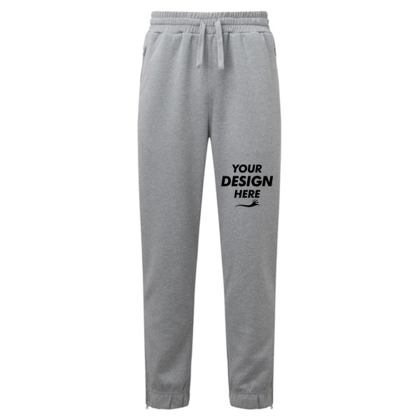 TriDri Men's Spun Dyed Joggers, Grey Melange, Front view, Mockup