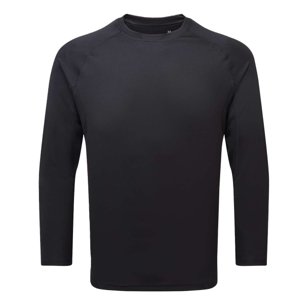 TriDri Unisex Panelled Long Sleeve Tech T-Shirt, Black, Front view