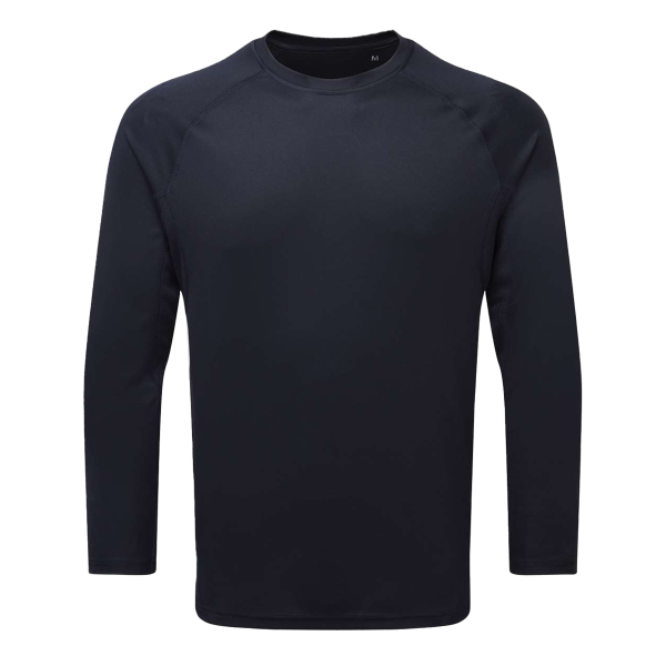 TriDri Unisex Panelled Long Sleeve Tech T-Shirt, French Navy, Front view