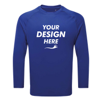 TriDri Unisex Panelled Long Sleeve Tech T-Shirt, Royal, Front view, Mockup