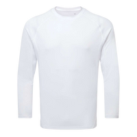 TriDri Unisex Panelled Long Sleeve Tech T-Shirt, White, Front view