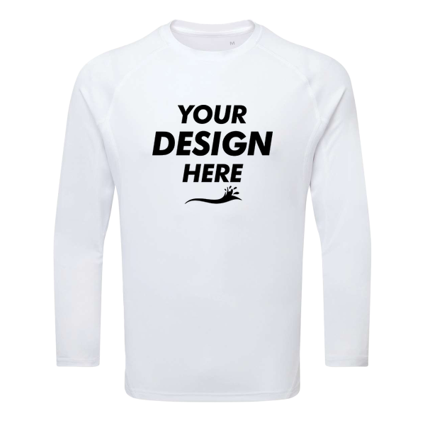 TriDri Unisex Panelled Long Sleeve Tech T-Shirt, White, Front view, Mockup