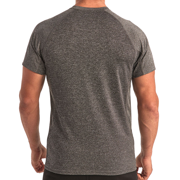 TriDri Unisex Panelled Tech T-Shirt, Black Melange, Back view