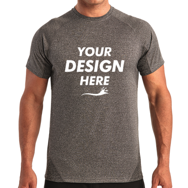 TriDri Unisex Panelled Tech T-Shirt, Black Melange, Front view, Mockup