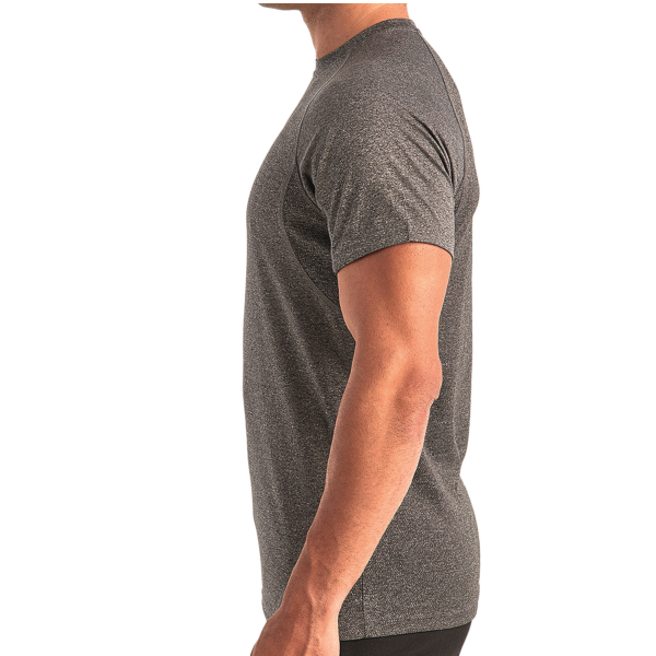 TriDri Unisex Panelled Tech T-Shirt, Black Melange, Left Sleeve view