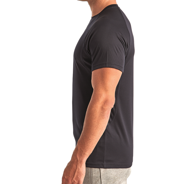 TriDri Unisex Panelled Tech T-Shirt, French Navy, Left Sleeve view
