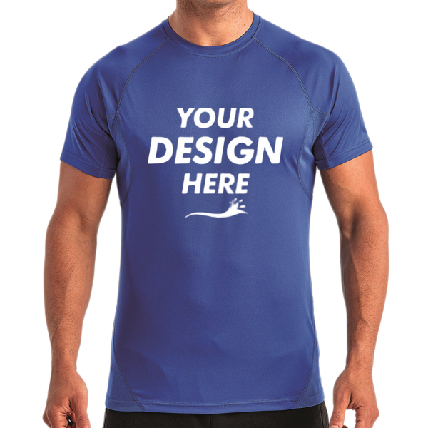 TriDri Unisex Panelled Tech T-Shirt, Royal, Front view, Mockup