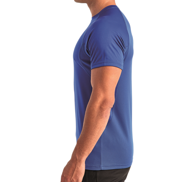 TriDri Unisex Panelled Tech T-Shirt, Royal, Left Sleeve view