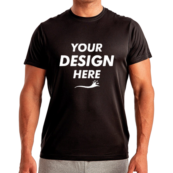 TriDri Unisex Recycled Performance T-Shirt, Black, Front view, Mockup