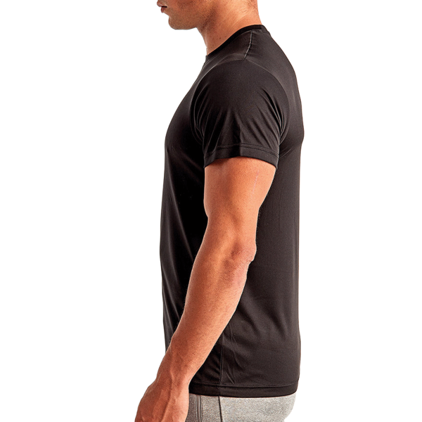 TriDri Unisex Recycled Performance T-Shirt, Black, Left Sleeve view