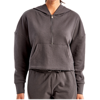 TriDri Women's Alice Half-Zip Hooded Sweatshirt, Charcoal, Front view